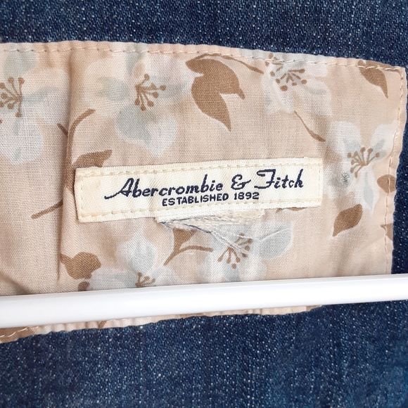 VTG ABERCROMBIE & FITCH Moto Style Denim Jean Jacket Size XSmall / Small - Picture 7 of 8